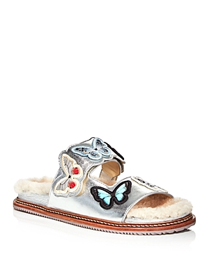 SOPHIA WEBSTER WOMEN'S RIVA EMBROIDERED BUTTERFLY SLIDE SANDALS,SAW21129