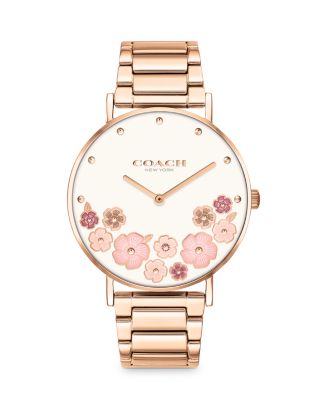 Coach Perry Watch With 36mm Face With Large Bronze Moving Flower & Leather Band Coach | Accessories | Coach Perry Watch With 36mm Face With  main image 3