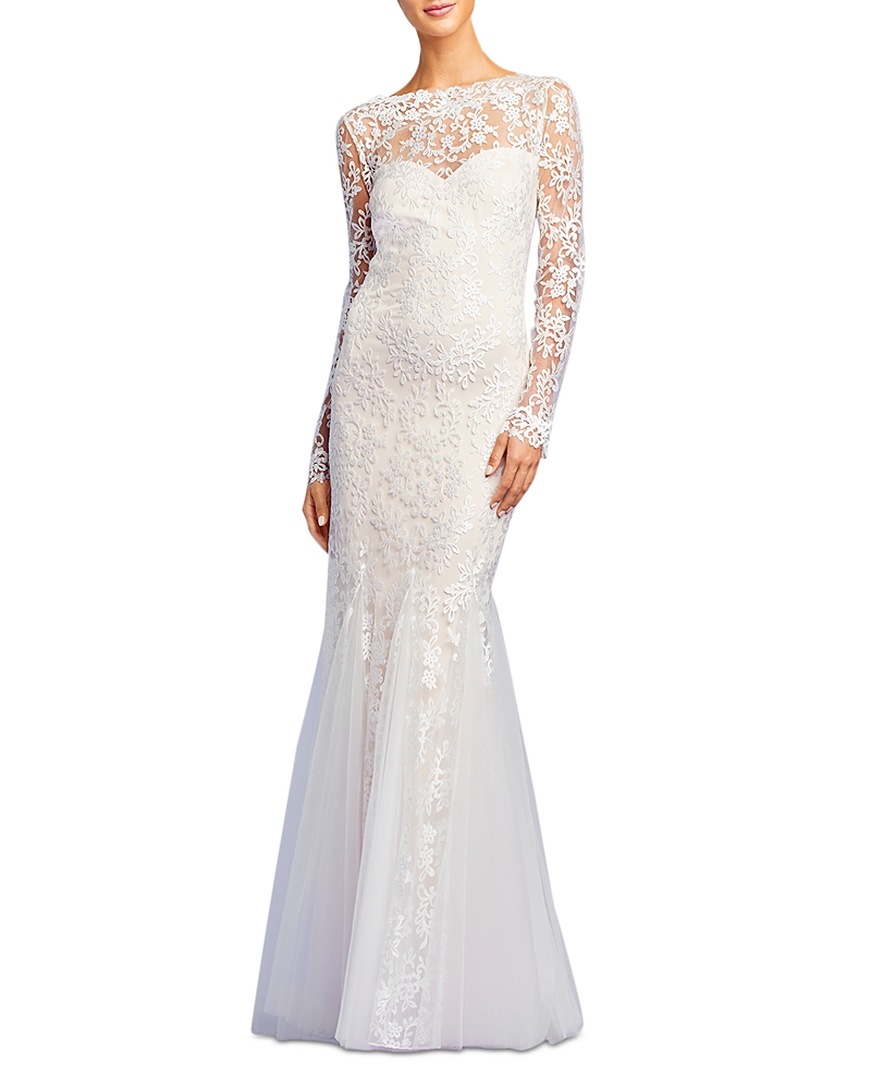 Tadashi Shoji Cabot Embroidered Tulle Gown In Ivory