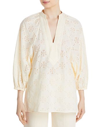 Tory Burch Eyelet Embroidered Balloon Sleeve Top | Bloomingdale's