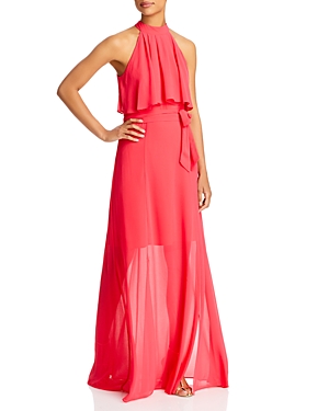 eliza j chiffon maxi dress Eliza J Halter Chiffon Cascading Ruffle Maxi Dress, Womens, 6, Teal