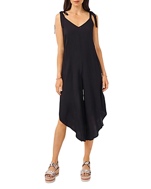 Vince Camuto Solid Tie-shoulder Cascading Jumpsuit In Black