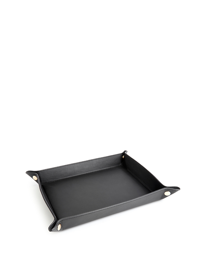 Royce New York Large Leather Catchall Valet Tray In Black