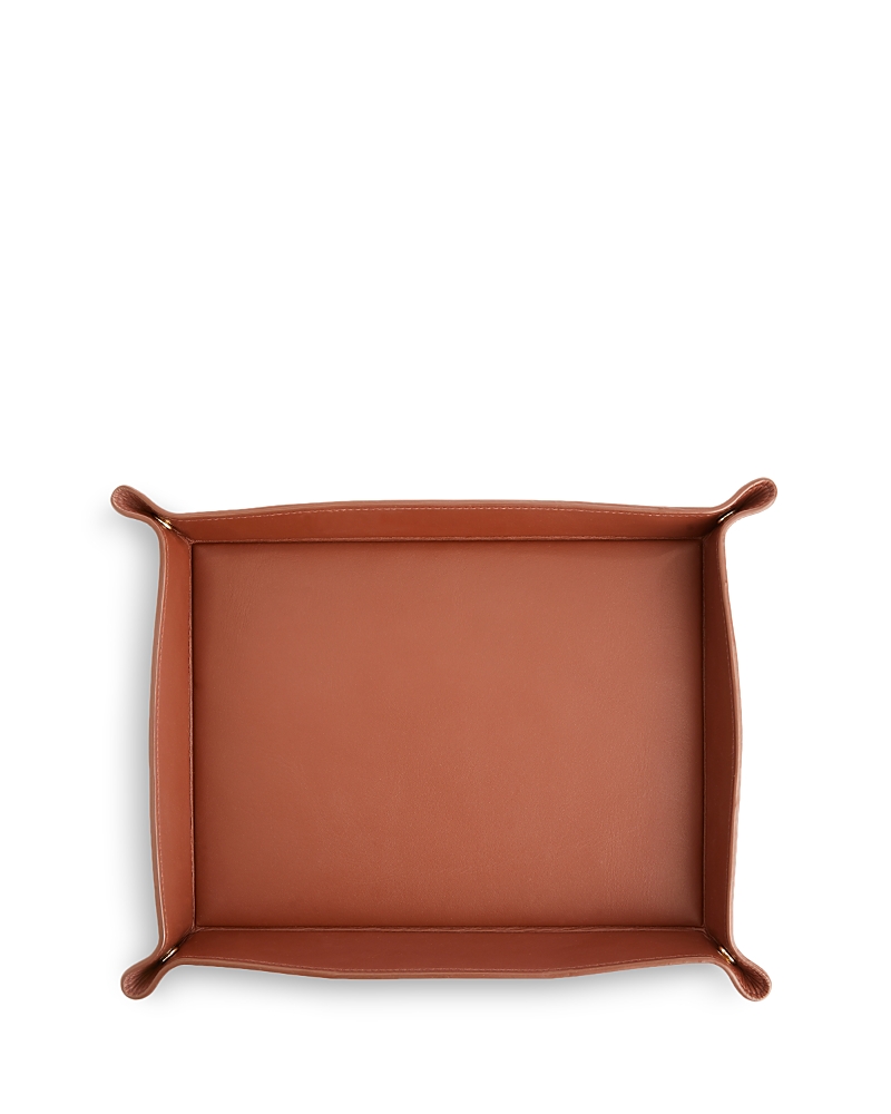 Royce New York Large Leather Catchall Valet Tray In Tan