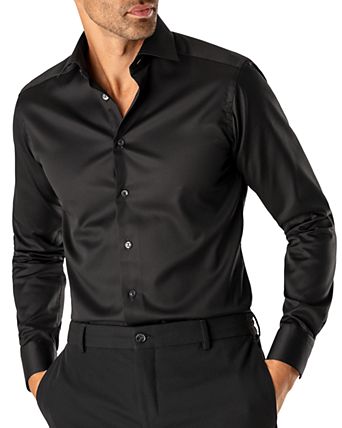 luxury dress shirts qILAKOG Men's Shiny Silk Like Satin Shirt Long Sleeve Casual Slim Fit Muscle Button Up Army Green L, Size: Large Perfectly paired with our coordinating 5 White Burgundy Panda's Mens Slim