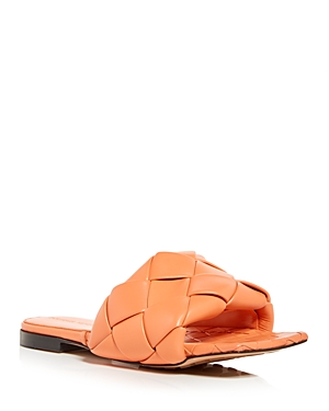 Bottega Veneta The Lido Flat Sandals In Papaya