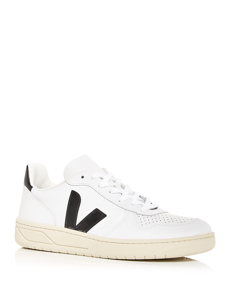 Veja Low-top White Leather Sneakers With Perforated Detailing In White