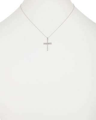 Diamond Micro-Pave Cross Pendant Necklace in 14K White Gold, 0.50 tcw 