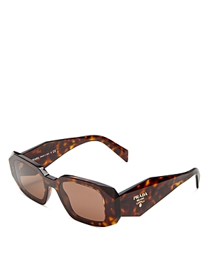 Shop Prada Symbole Rectangular Sunglasses, 49mm In Tortoise/brown