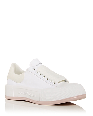 Alexander Mcqueen Women's Deck Plimsoll Low Top Sneakers In White/pink