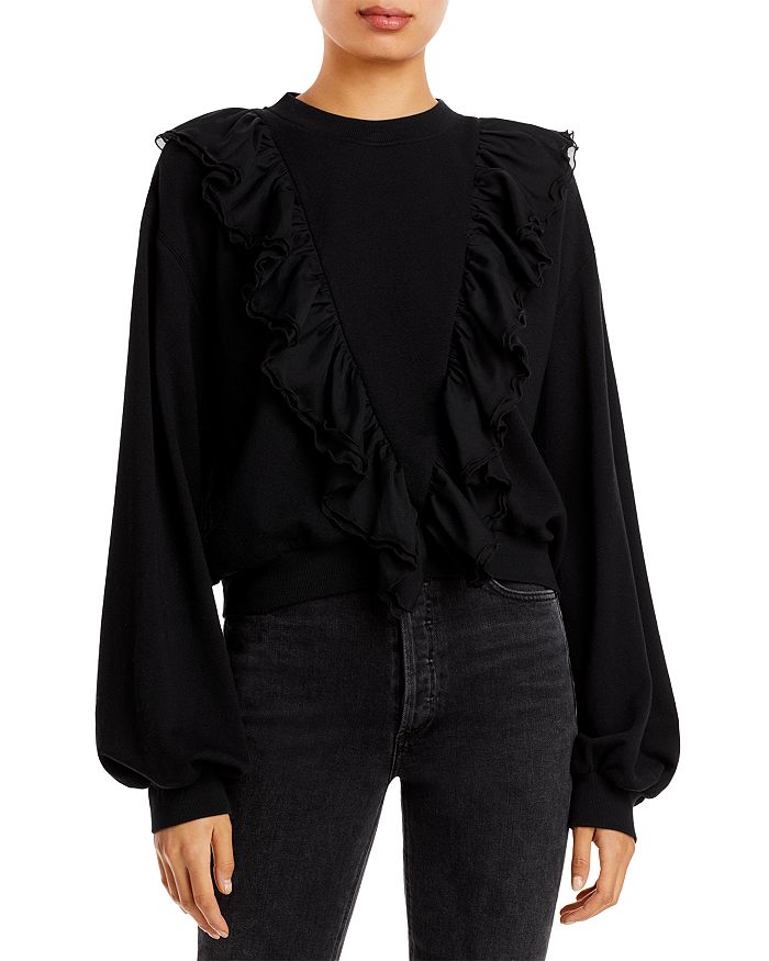 Alice and Olivia Carrie Ruffle Sweatshirt Bloomingdale s