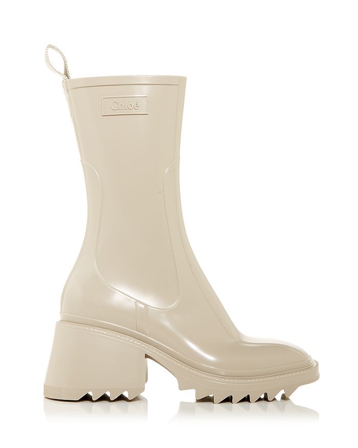 Shop Chloé Women's Betty Block Heel Platform Rain Boots In Nomad Beige