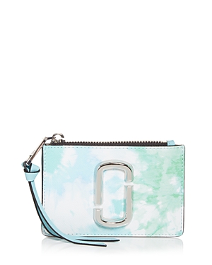 Marc Jacobs Top Zip Leather Card Case In Blue Multi