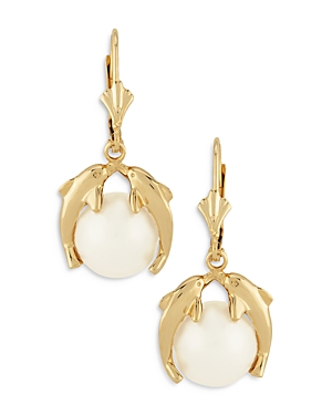 Bloomingdale's Cultured Freshwater Pearl Dolphin Drop Earrings in 14K Yellow Gold - 100% Exclusive