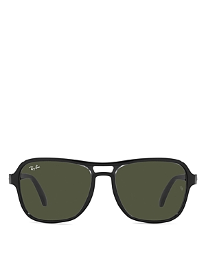 Ray Ban Ray-ban Square Sunglasses, 58mm In Black Transparent/green