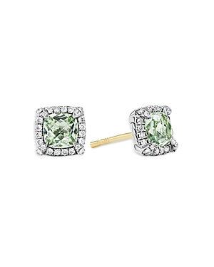 DAVID YURMAN STERLING SILVER CHATELAINE PRASIOLITE & DIAMOND HALO STUD EARRINGS - 100% EXCLUSIVE,E14986DSSAPLDI