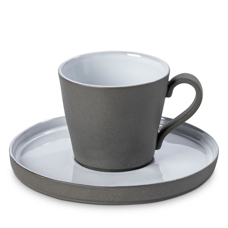Costa Nova Lagoa Eco Gris Tea Cup & Saucer In White