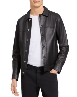 Theory Patterson Leather Trucker Jacket | Bloomingdale's
