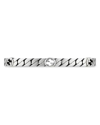 アクセサリー GUCCI Logo Black Patent Silver Bangle gucci_diagonal_interlocking_g_
