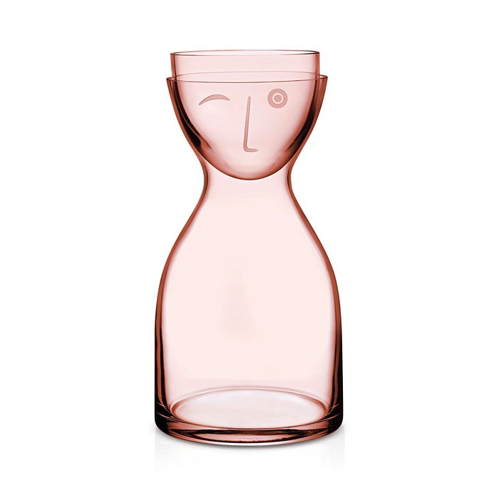 Shop Nude Glass Mr. & Mrs. Small Bedside Water Set, Dusty Rose In Pastel Pink