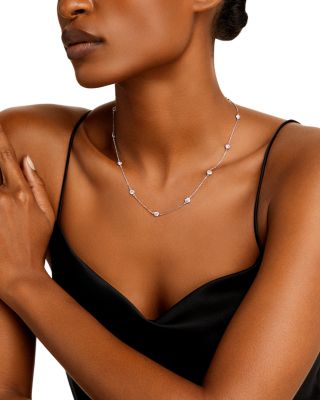 Diamond Station Necklace in 14K White Gold, 2.60 tcw 