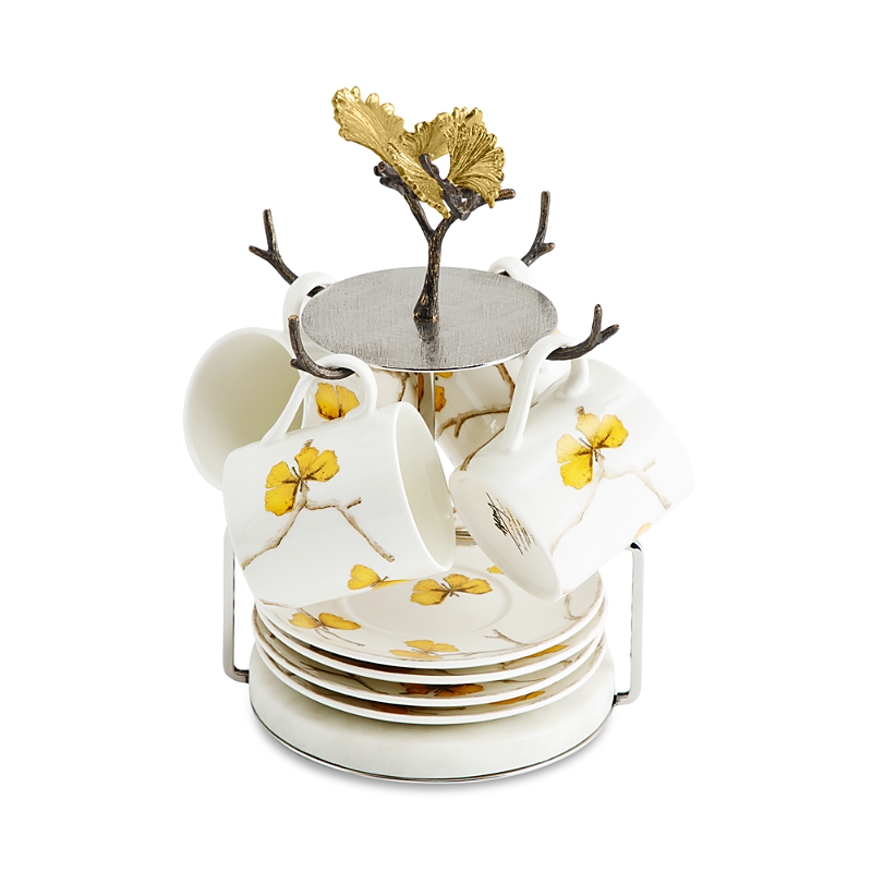 Michael Aram Butterfly Ginkgo 9-piece Teacup, Saucer, & Stand Demi Set
