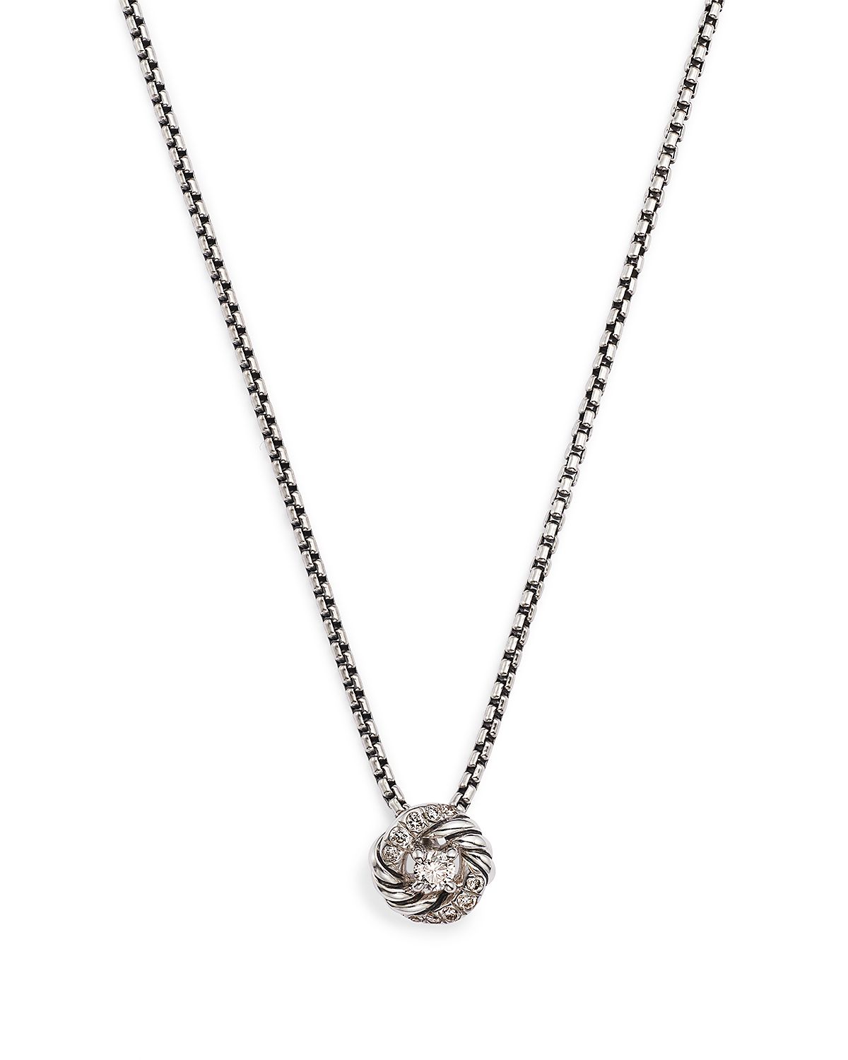 David Yurman Sterling Silver Petite Infinity Pendant Necklace with Diamonds