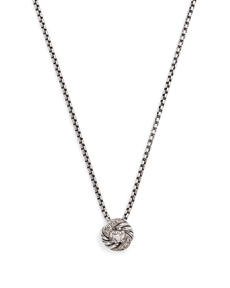 David Yurman Sterling Silver Petite Infinity Pendant Necklace with Diamonds, 17