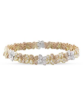 Pasquale Bruni - 18K Rose, White & Yellow Gold White & Champagne Diamond Flower Link Bracelet