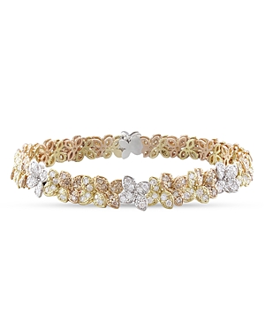 Pasquale Bruni 18K Rose, White & Yellow Gold White & Champagne Diamond Flower Link Bracelet