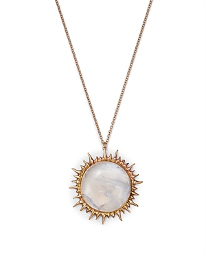 Annette Ferdinandsen Design 14k Yellow Gold Moonstone & Diamond Eclipse Pendant Necklace, 18 In White/gold
