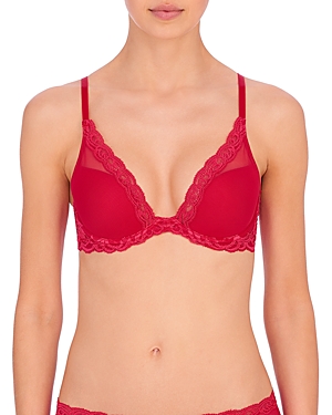 Natori Feathers Contour Plunge Lace-trim Bra 730023 In Chili