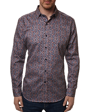 Robert Graham Partlow Cotton Link Print Tailored Fit Button Down Shirt