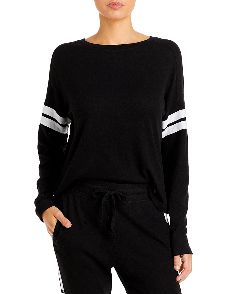 AQUA ATHLETIC STRIPE SLEEVE KNIT SWEATSHIRT - EXCLUSIVE