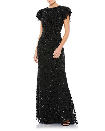 mac duggal flutter sleeve evening gown