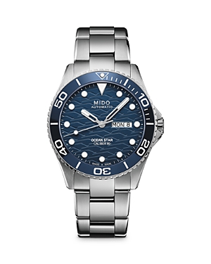 Shop Mido Ocean Star 200c Caliber 80 Watch, 42.5 Mm In Blue/silver