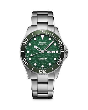 Shop Mido Ocean Star 200c Caliber 80 Watch, 42.5 Mm In Green/silver