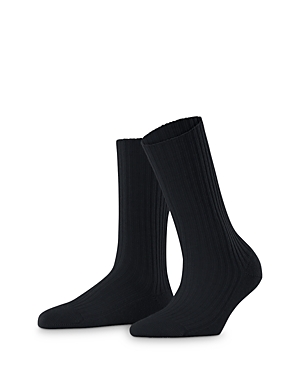Shop Falke Cosy Wool Ribbed Boot Socks In Dark Navy