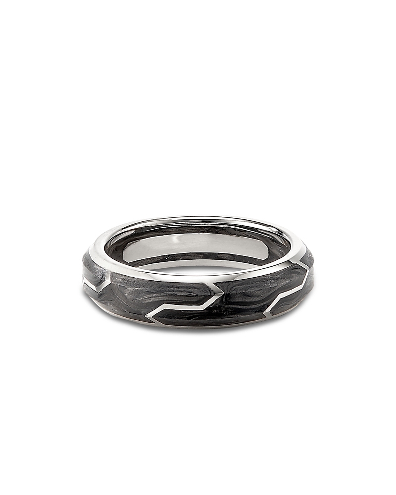David Yurman Men's 18K White Gold Forged Carbon 6mm Band