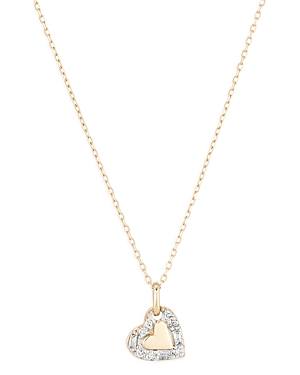 Adina Reyter 14k Yellow Gold Diamond Round & Baguette Heart Dog Tag Pendant Necklace, 15-16 In White/gold