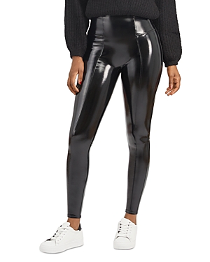 Shop Spanx Faux Patent Leather Leggings In Classic Black