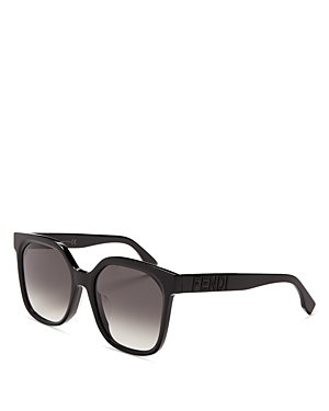Shop Fendi Lettering Square Gradient Sunglasses, 55mm In Black/gray Gradient