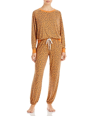 Honeydew Star Seeker Printed Pajama Set In Pumpkin Spice Leopard