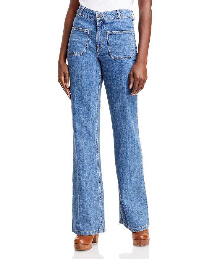 VANESSA BRUNO Dompay Flare Leg Jeans in Blue | Bloomingdale's