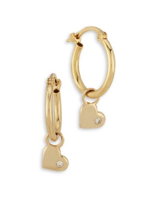 Bloomingdale's Diamond Heart Dangle Hoop Earrings in 14K Yellow Gold, 0 ...