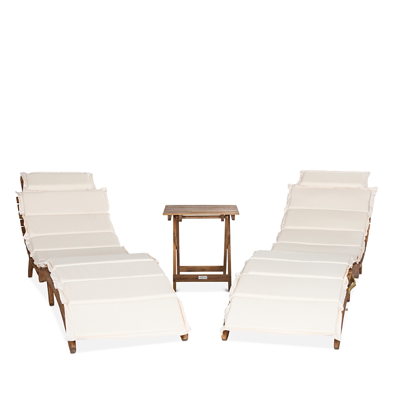 Safavieh Irena Outdoor 3-pc. Lounge Set (2 Lounges & 1 End Table) In Natural/beige