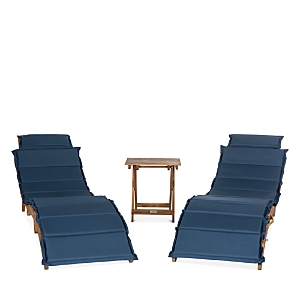 Safavieh Pacifica 3 Piece Outdoor Lounge Set In Natural/navy