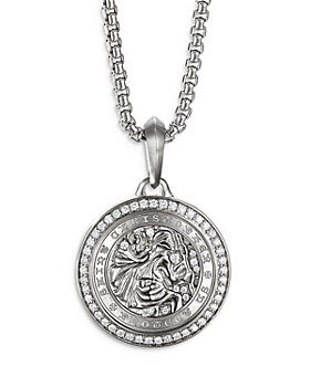 David Yurman - Men's Sterling Silver St. Christopher Medallion Amulet with Pavé Diamonds
