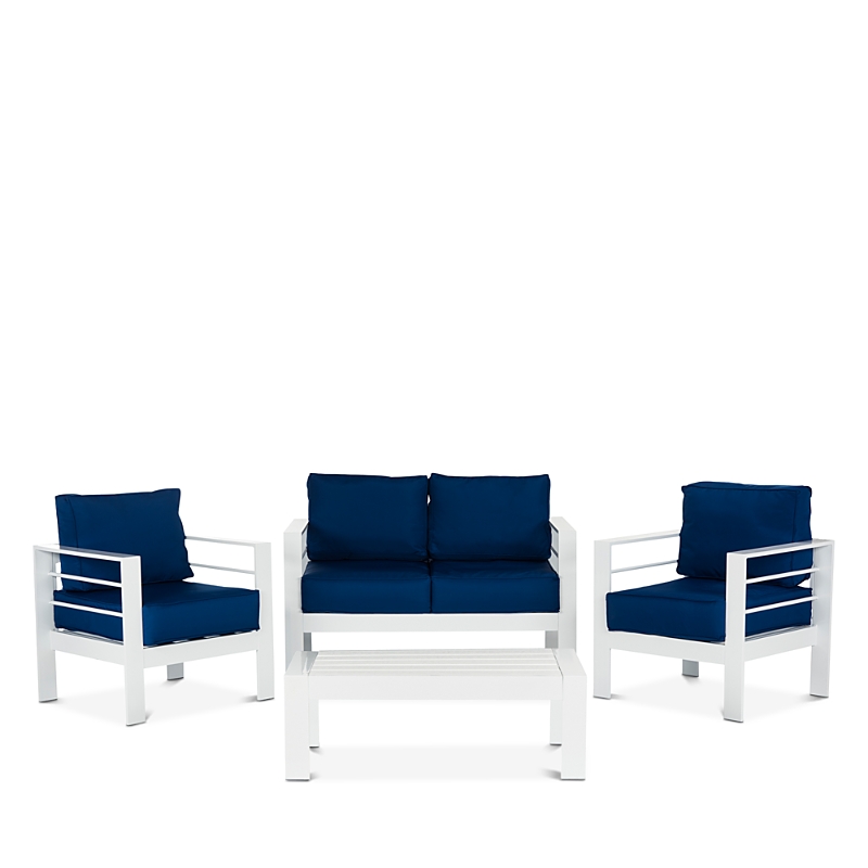 Safavieh Nason 4 Piece Outdoor Living Set In Navy