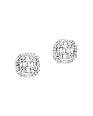 Bloomingdale's Diamond Baguette & Round Stud Earrings In 18k White Gold, 1.30 Ct. T.w. - 100% Exclusive